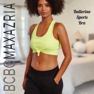BCBGMAXAZRIA Ballerina Sports Built-In Bra Top NWT/Safety Yellow/XL